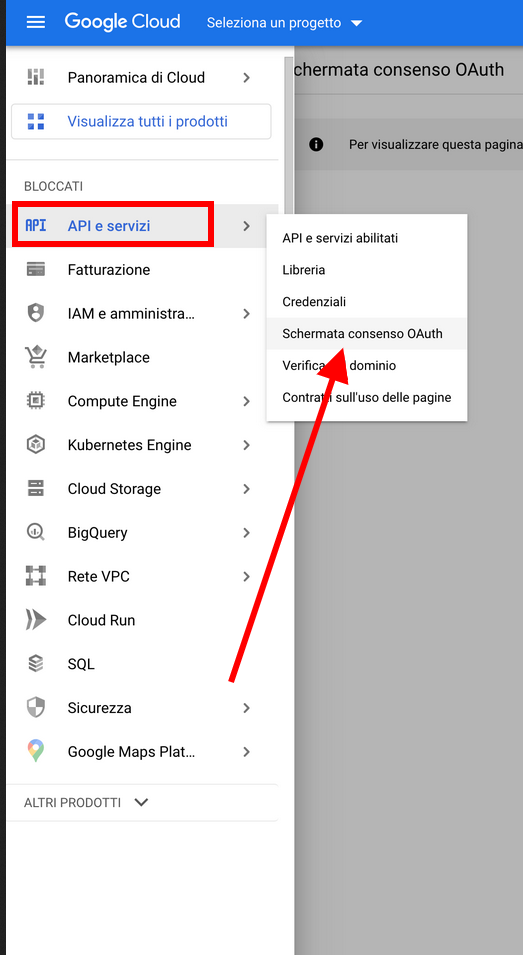 Consenso OAuth Google Cloud