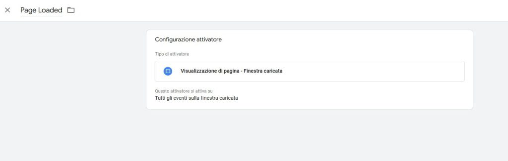 Attivatore Page Loaded Gtm