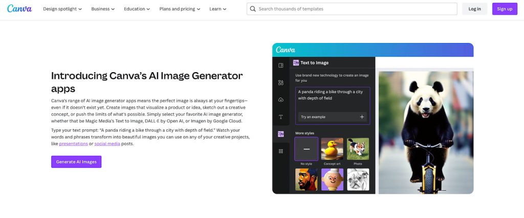 Canva Ai tool per Immagini