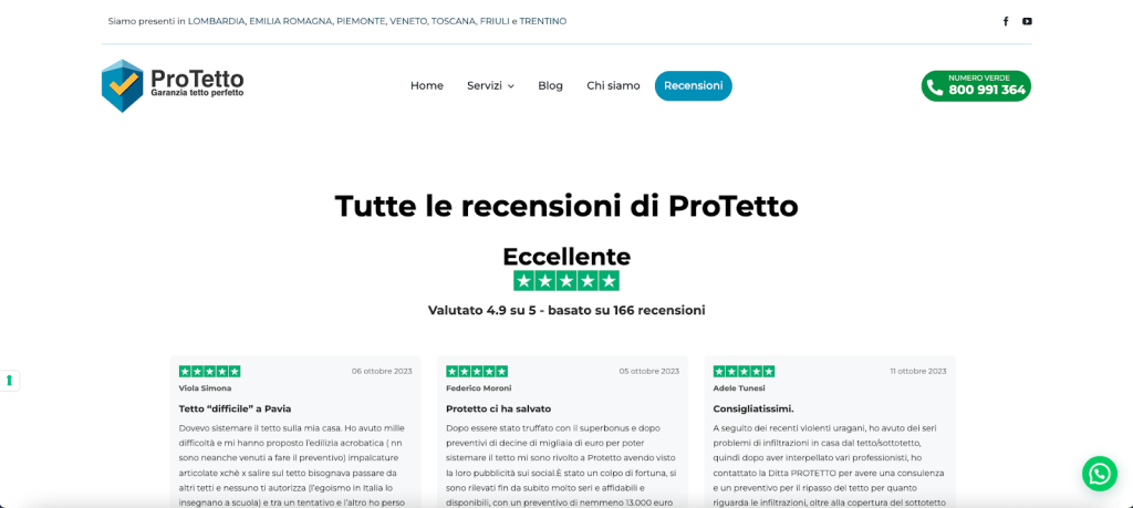 ProTetto recensioni cliente caso studio