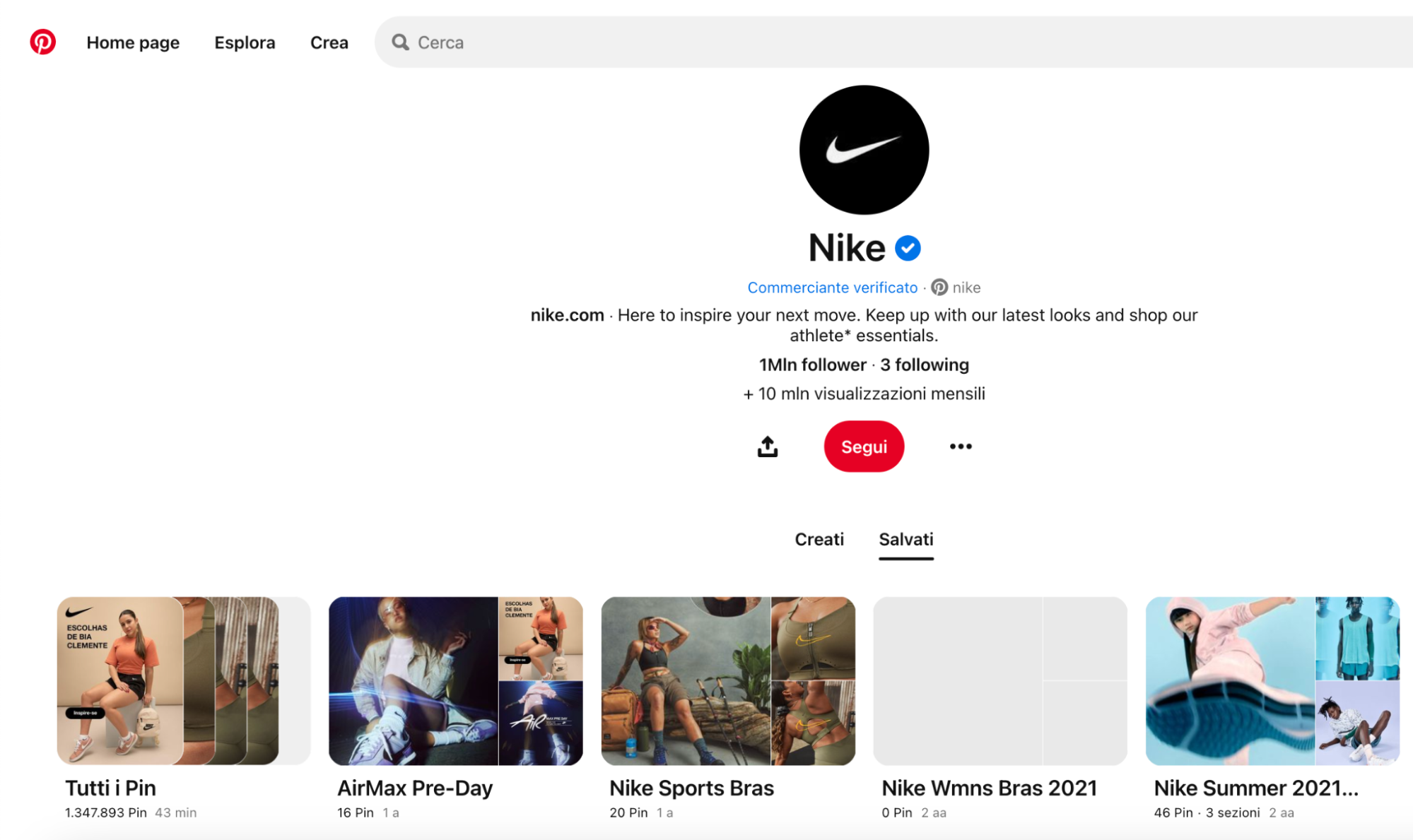 Pinterest nike board