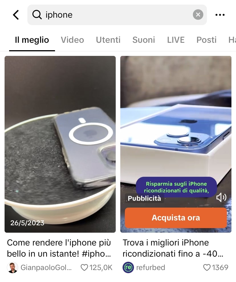 Search Ads Toggle per pubblicità su TikTok 